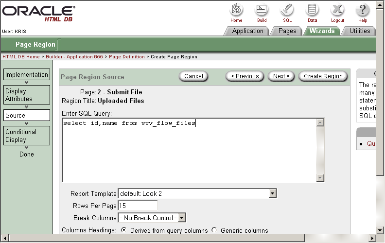 Create SQL Region